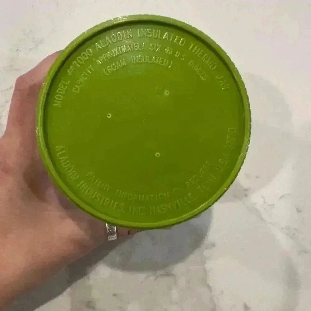 Vintage Aladdin Thermos Green and White 8 oz Model #7000